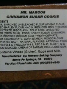 The backside of the cookie wrapper.
